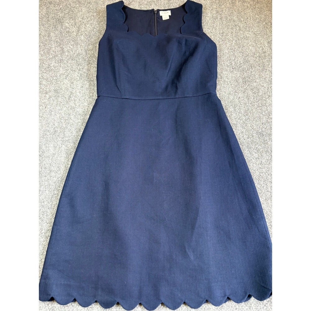 J.Crew Navy Blue Scalloped Neckline and Hem Sleeveless A-Line Dress Size 2
